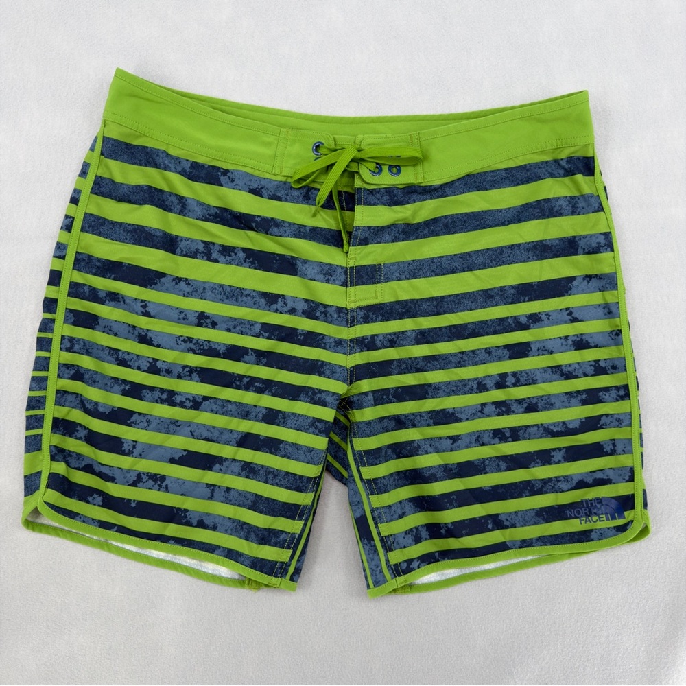 The North Face Green & Blue Striped Whitecap Board Shorts Sz 38